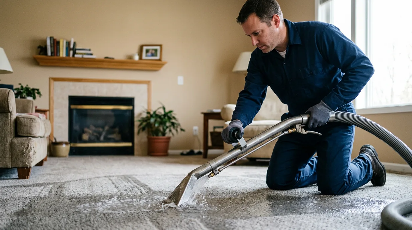 Water damage restoration technician working near Kitts Hill, OH